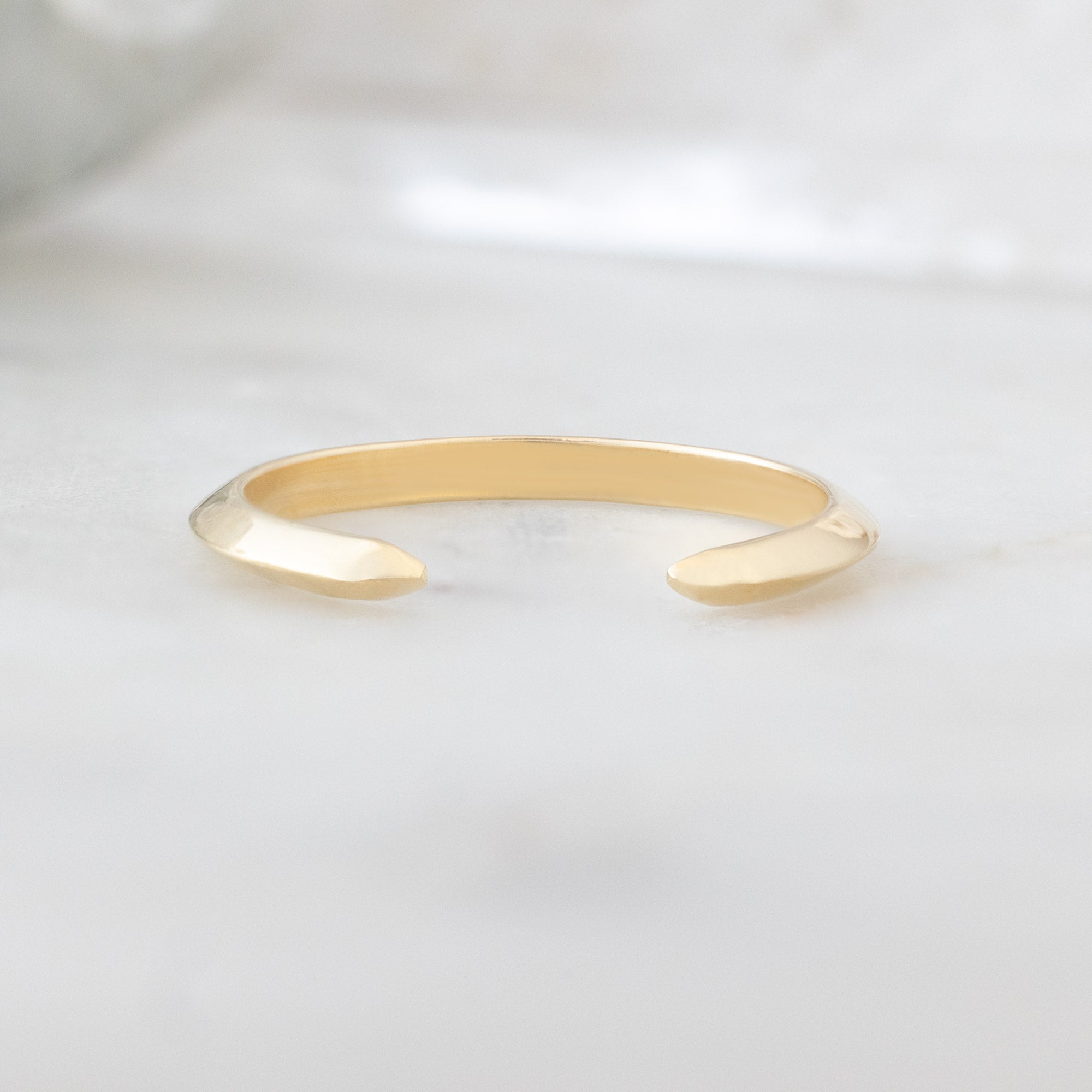 Open Cuff Knife Edge Gold Stacking Band | Yellow, Rose or White Gold