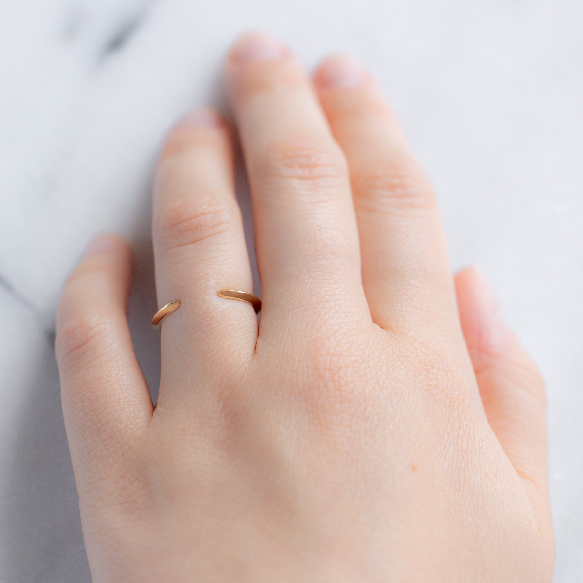 Open Cuff Knife Edge Gold Stacking Band | Yellow, Rose or White Gold