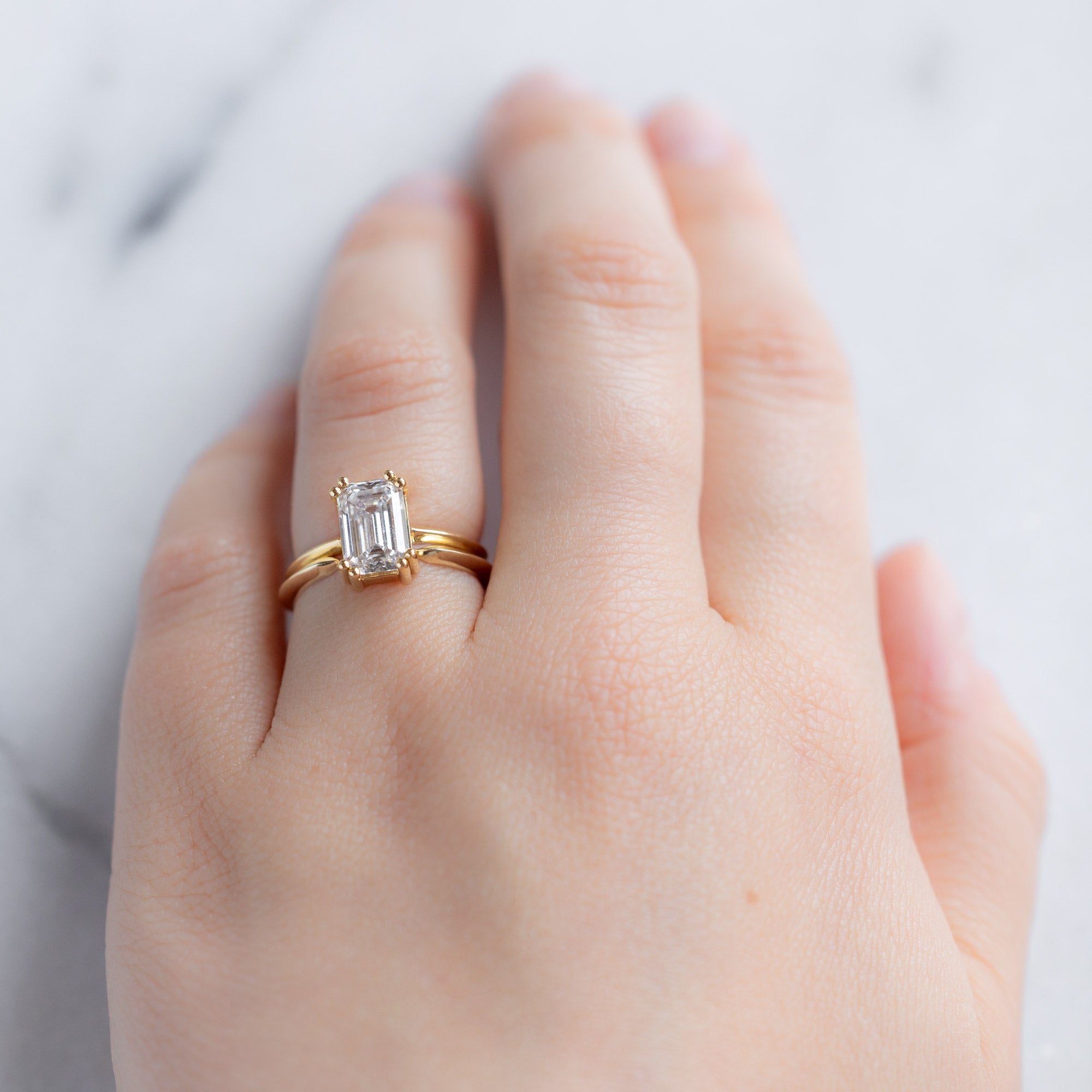 Open Cuff Knife Edge Gold Stacking Band | Yellow, Rose or White Gold