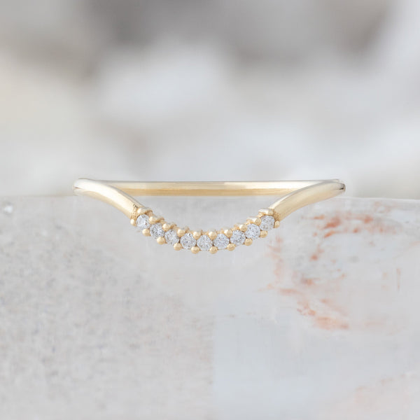 White Diamond Pavé Arc Stacking Band | Yellow, Rose or White Gold
