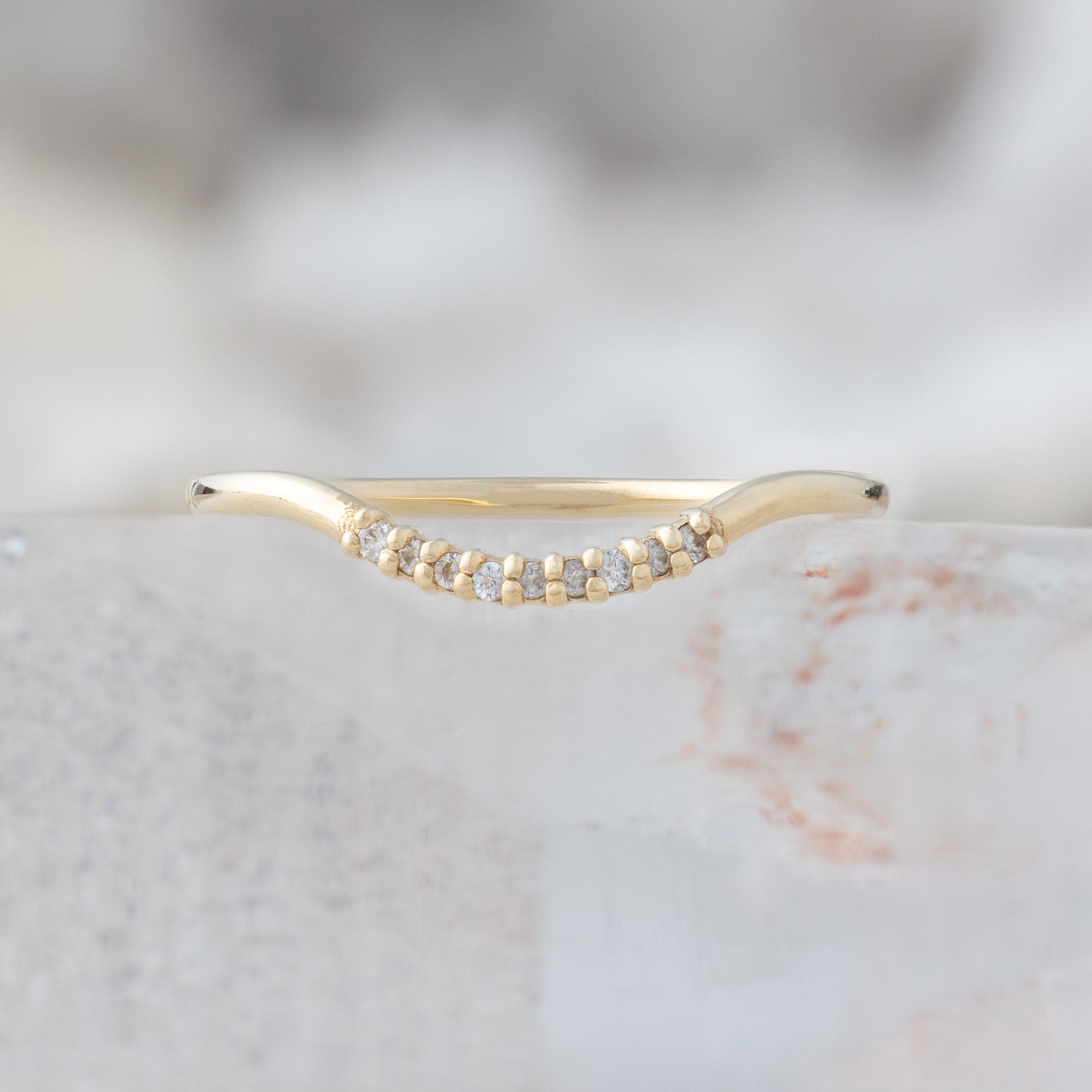 Salt and Pepper Diamond Pavé Arc Stacking Band | Yellow, Rose or White Gold