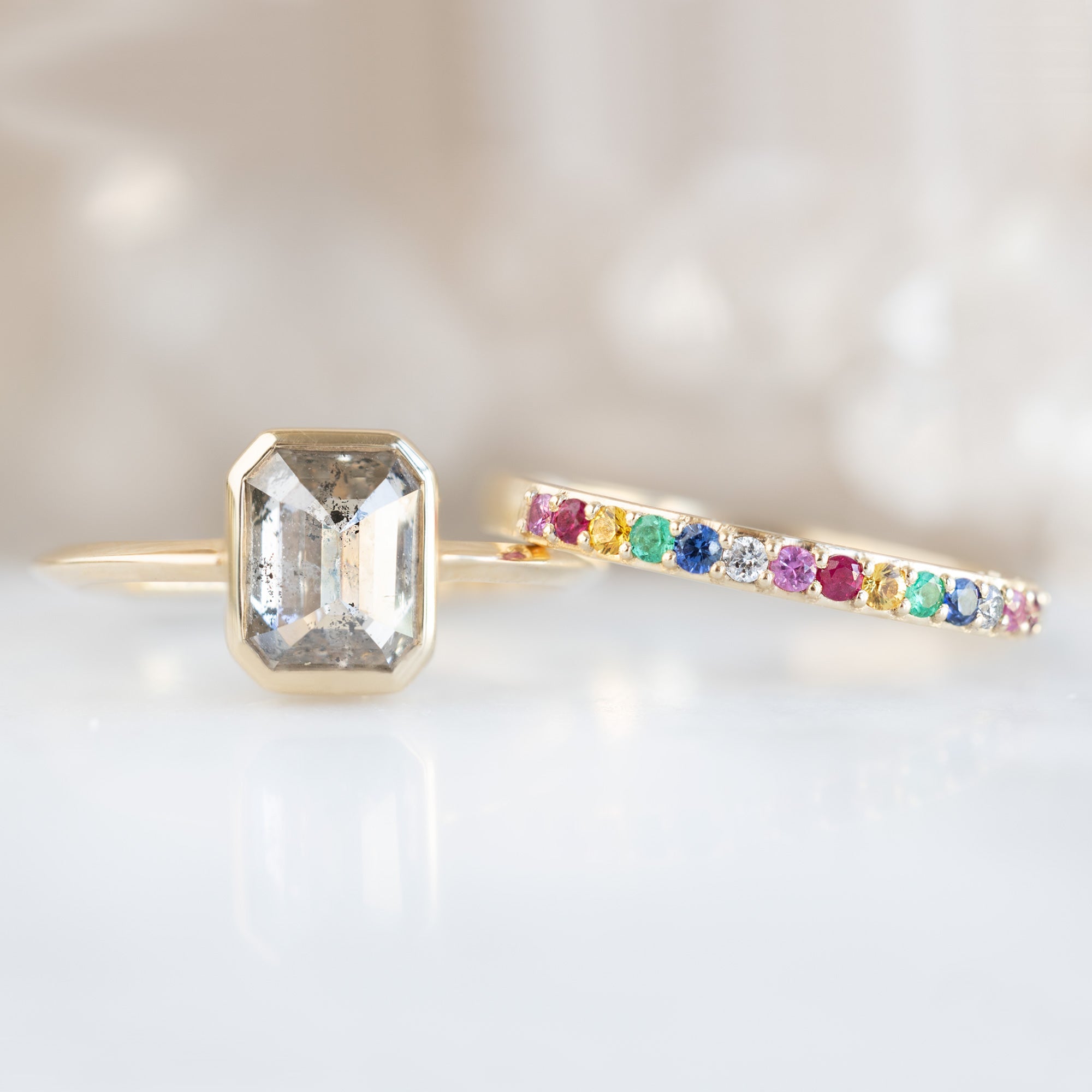 Rainbow Sapphire Pavé Eternity Band | Yellow, Rose or White Gold