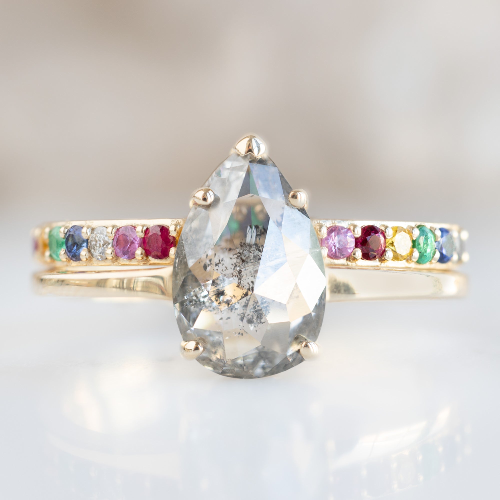 Rainbow Sapphire Pavé Eternity Band | Yellow, Rose or White Gold