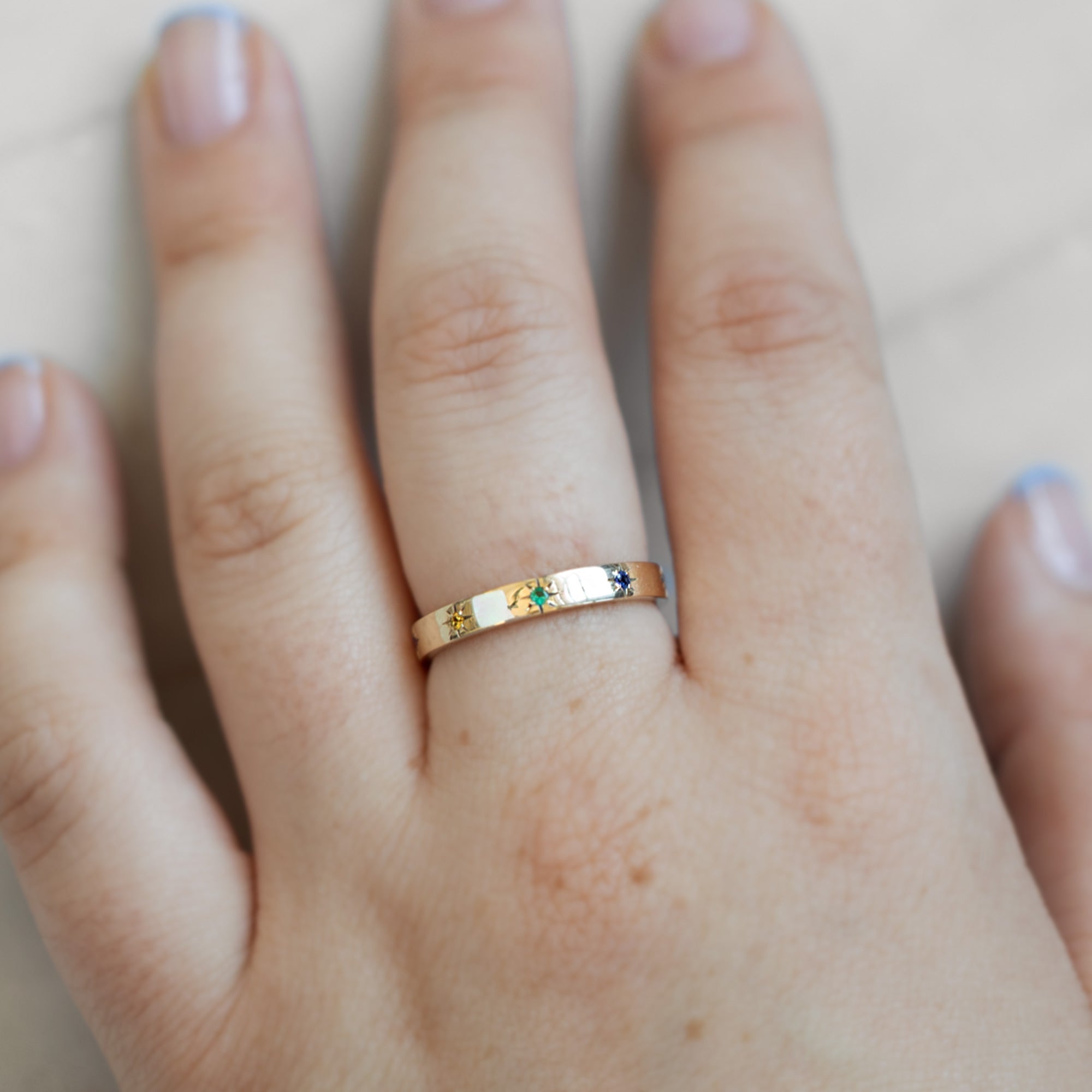 Star-Set Rainbow Sapphire Band | Yellow, Rose or White Gold