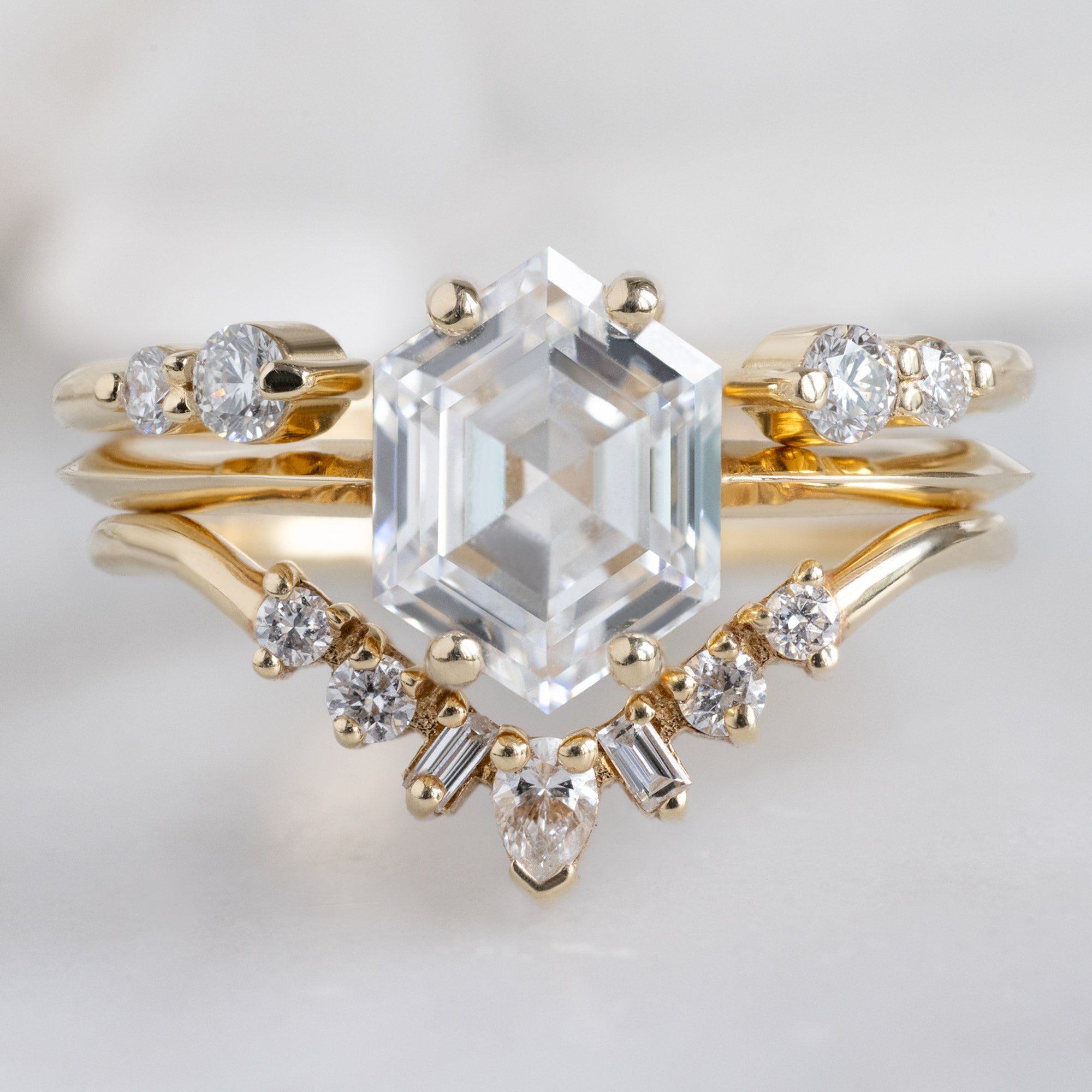 The Luxe Open Cuff Round White Diamond Stacking Band | Yellow, Rose or White Gold