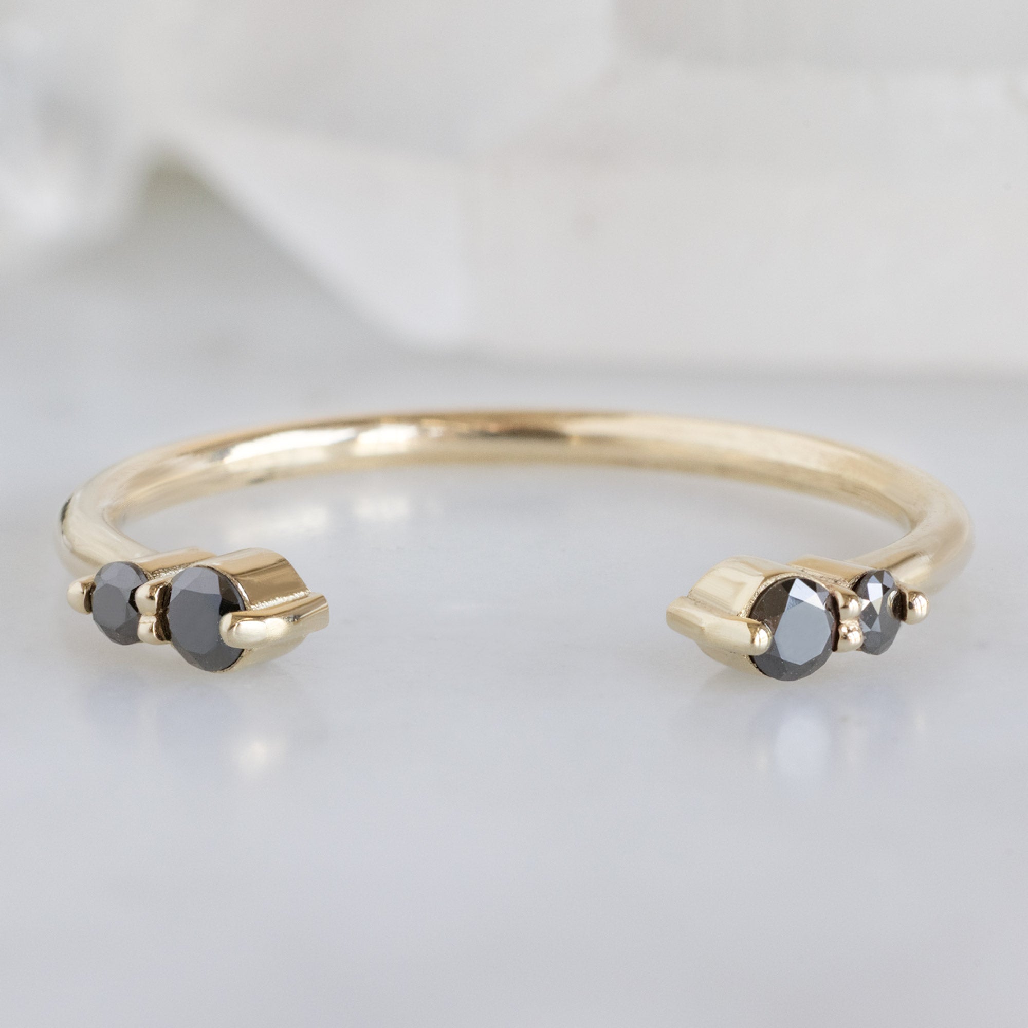 The Luxe Open Cuff Round Diamond Stacking Band | 14K Gold