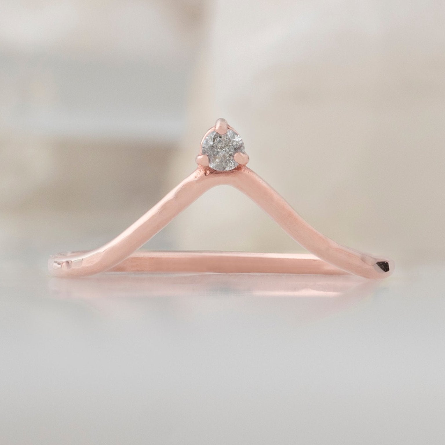 Salt and Pepper Diamond Crown Stacking Band in 14K Rose Gold