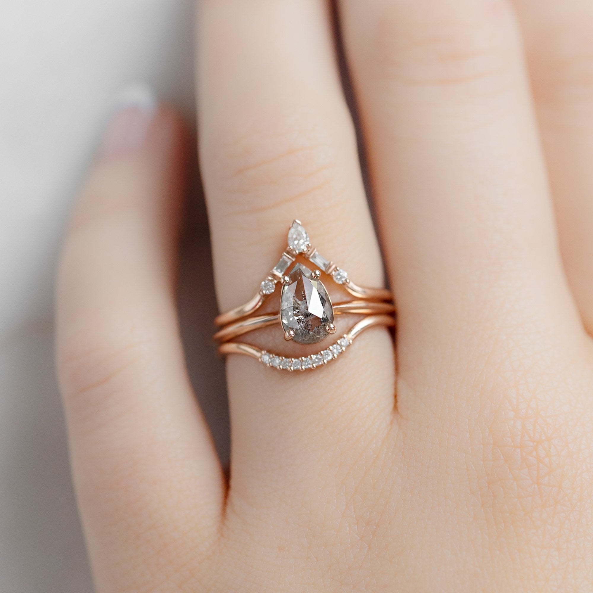 White Diamond Pavé Arc Stacking Band | Yellow, Rose or White Gold