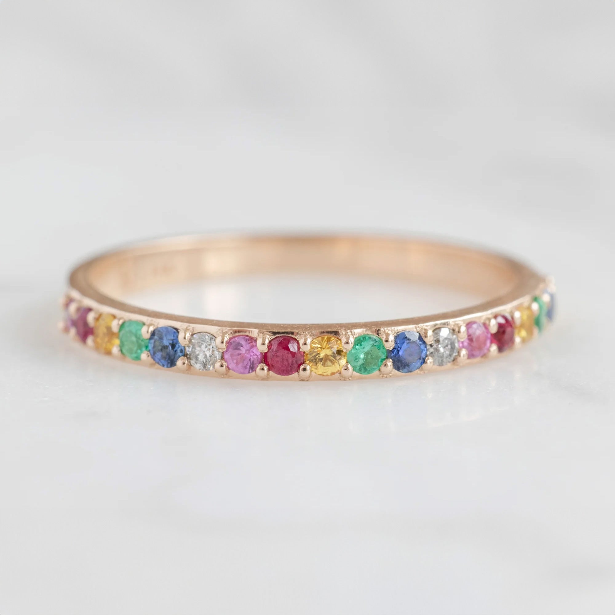 Rainbow Sapphire Pavé Eternity Band | Yellow, Rose or White Gold
