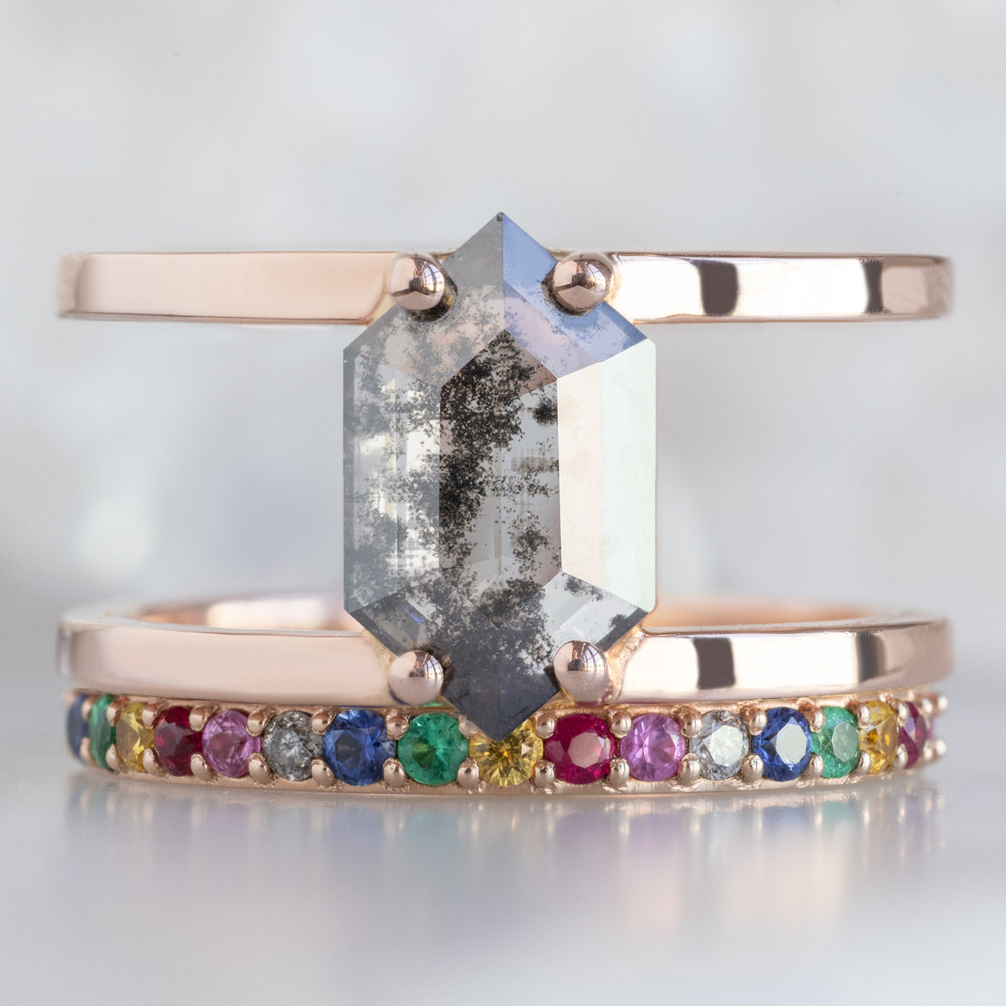 Rainbow Sapphire Pavé Eternity Band | Yellow, Rose or White Gold