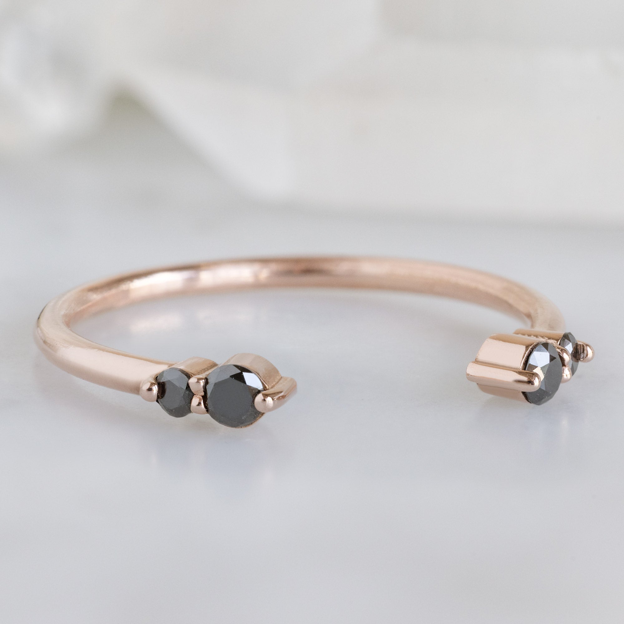 The Luxe Open Cuff Round Diamond Stacking Band | 14K Gold