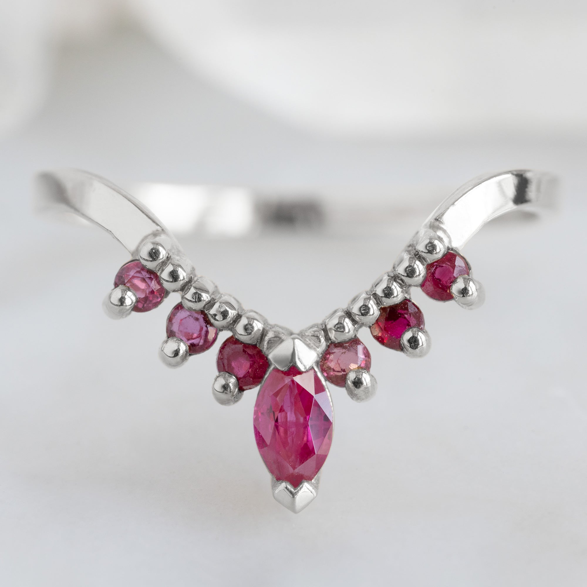 Ruby Marquise Sunburst Stacking Band | Yellow, Rose or White Gold
