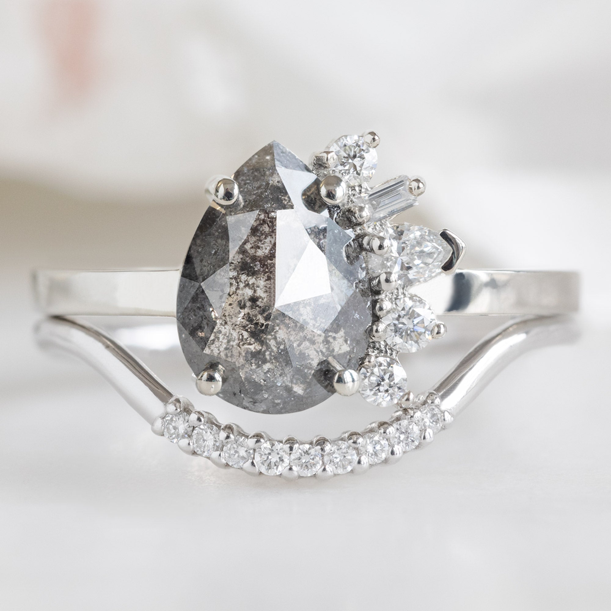 White Diamond Pavé Arc Stacking Band | Yellow, Rose or White Gold