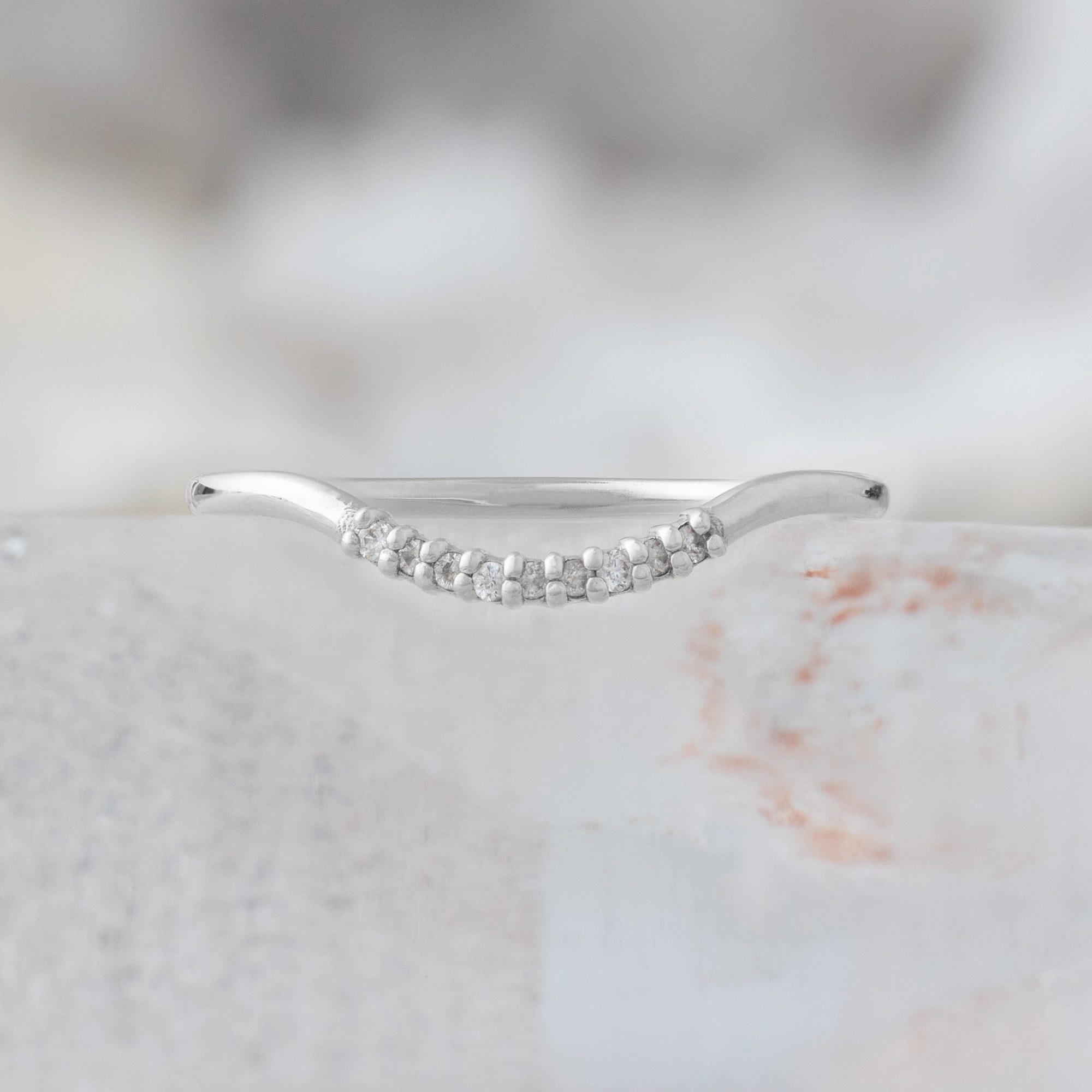 Salt and Pepper Diamond Pavé Arc Stacking Band | Yellow, Rose or White Gold