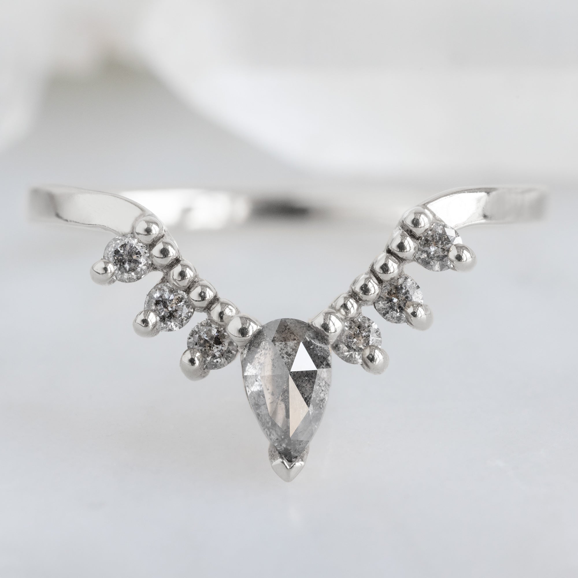 Salt and Pepper Diamond Sunburst Stacking Band | Yellow, Rose or White Gold