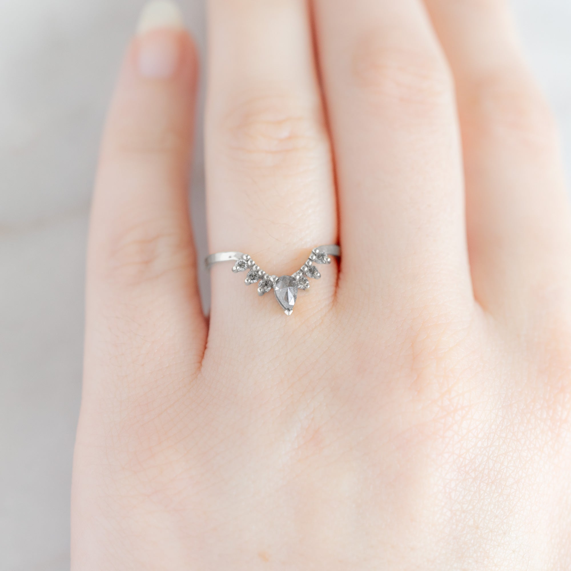 Salt and Pepper Diamond Sunburst Stacking Band | Yellow, Rose or White Gold
