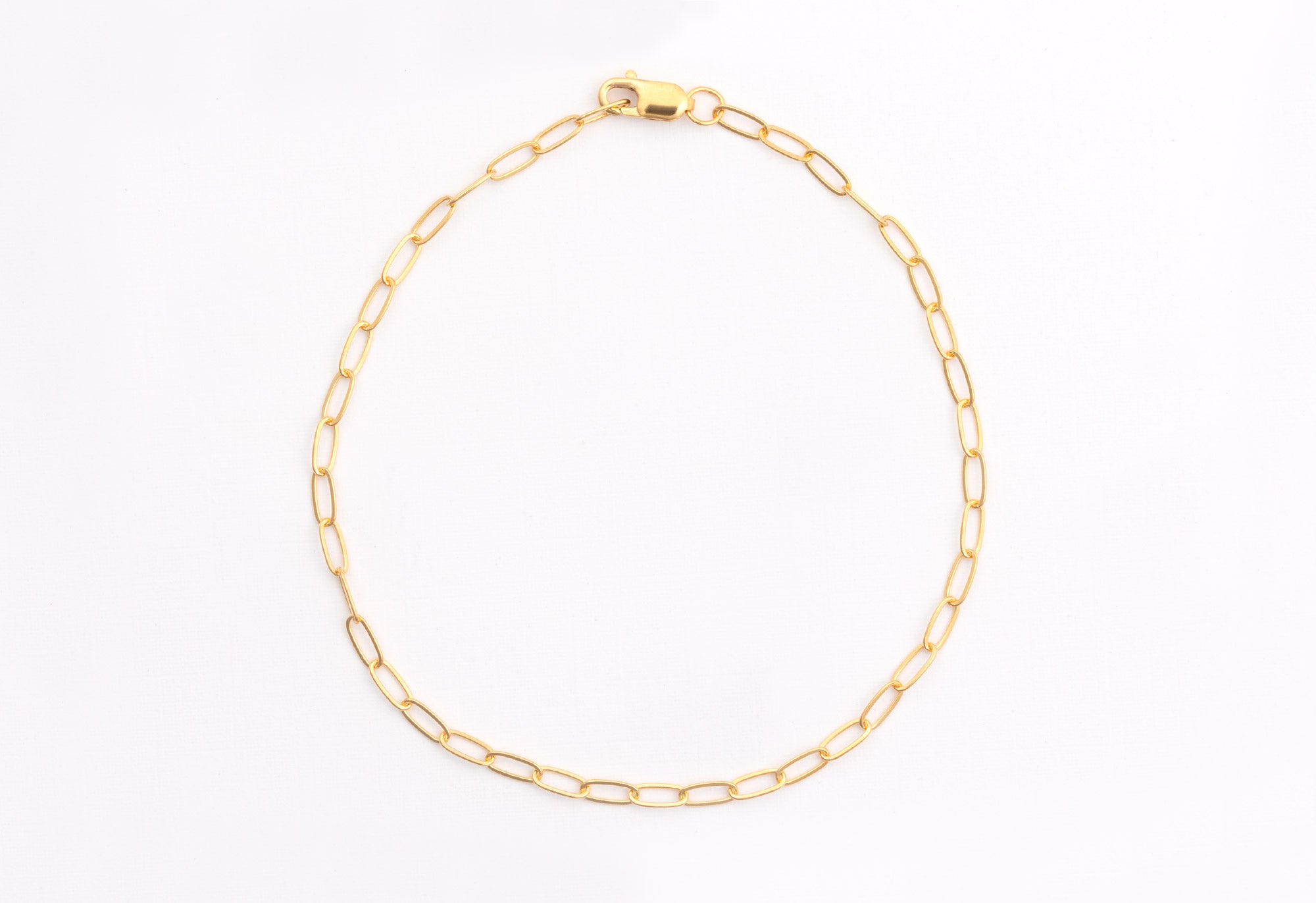 Yellow Gold The Drawn Cable Chain Charm Bracelet on White Background