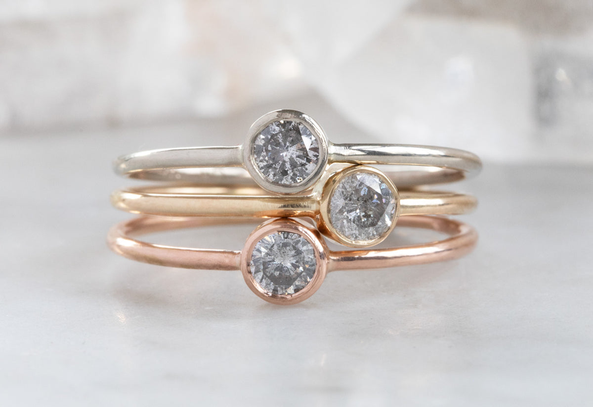 Salt and Pepper Diamond Stacking Rings & Alexis Russell