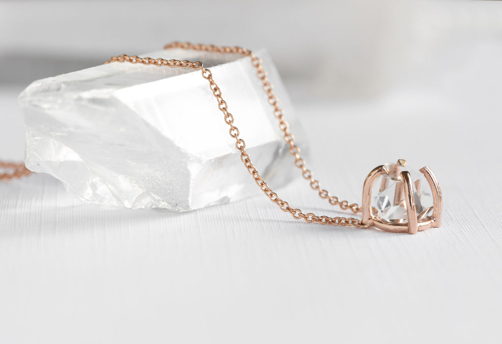 Herkimer Diamond Necklace-Rose Gold Filled