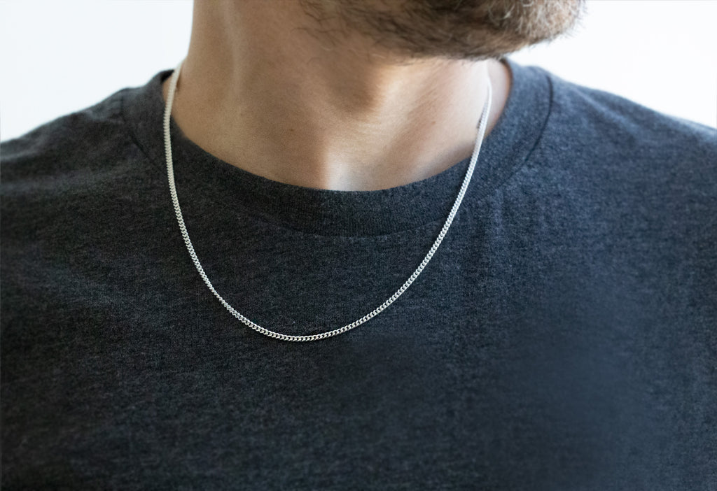 Men's Curb Chain Necklace on Model