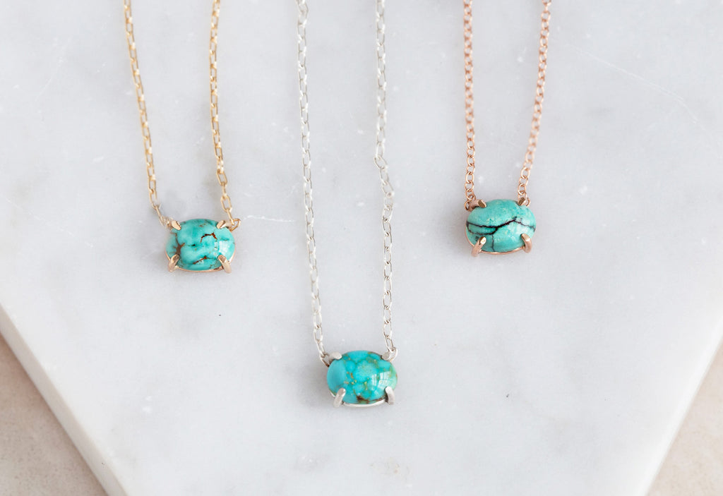 One of a Kind Turquoise Necklace in all Metal Options