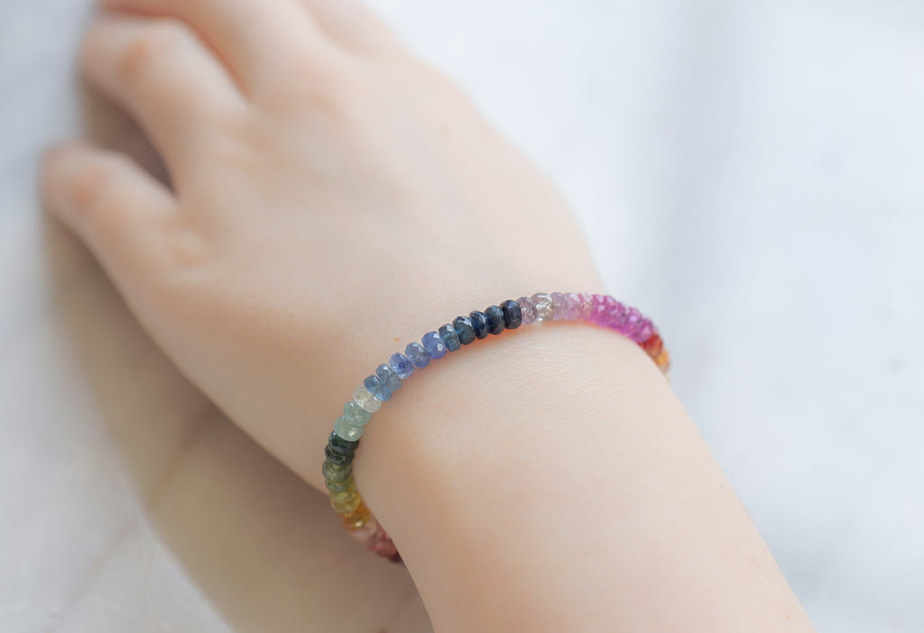 Rainbow Sapphire Beaded Bracelet on Model