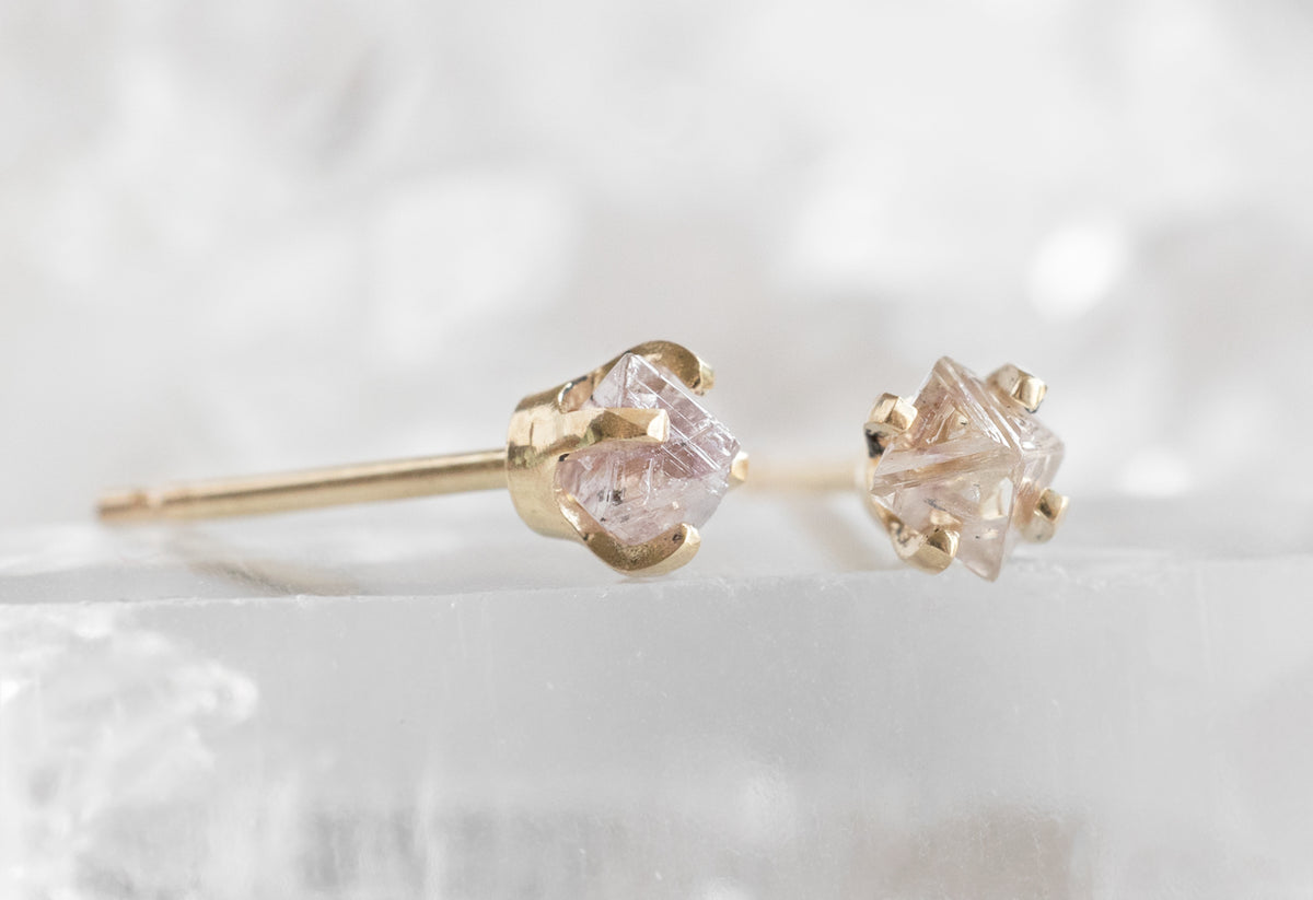 Raw uncut diamond earrings Clearance