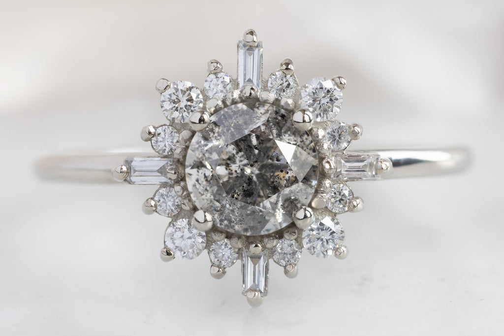 The Compass Ring with a Round-Cut Salt and Pepper Diamond