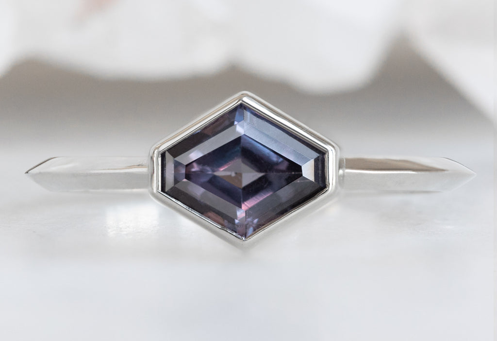 The Hazel Ring with an Artisan-Cut Violet Sapphire