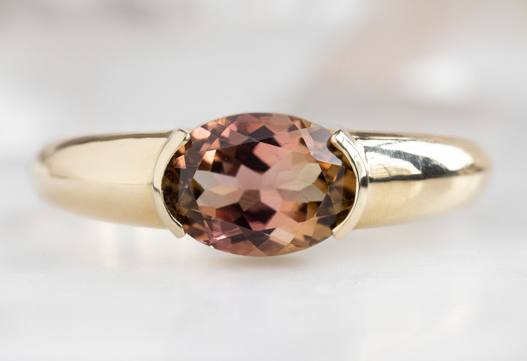 The Signet Ring with an Oval-Cut Bicolor Tourmaline