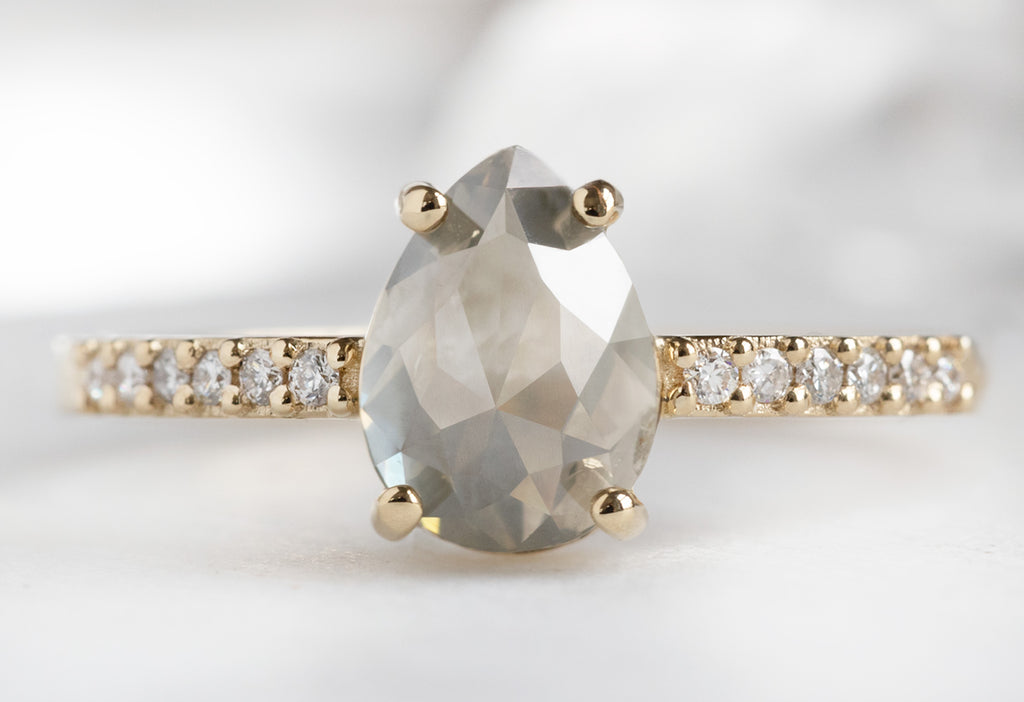 Design Your Own Custom Natural Rose Cut Golden Green Diamond Ring