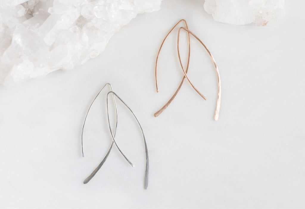 Rose Gold Filled and Sterling Silver Wishbone Earrings