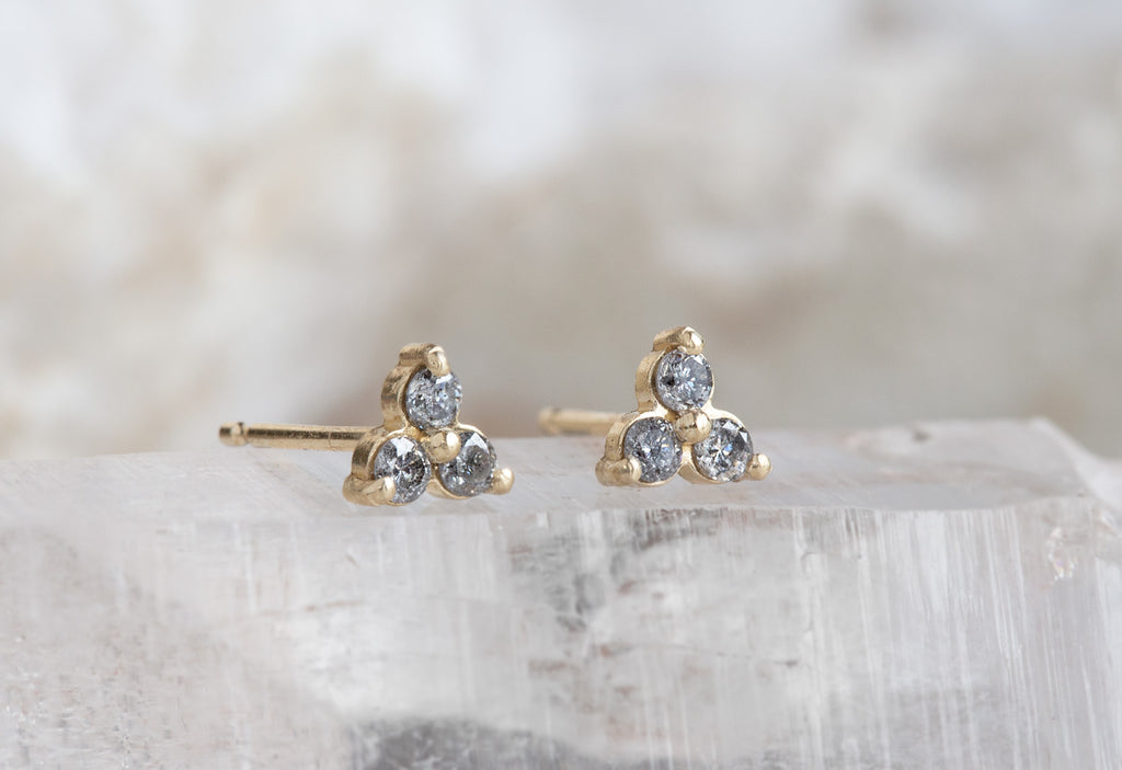 Diamond Cluster Stud Earrings on crystal