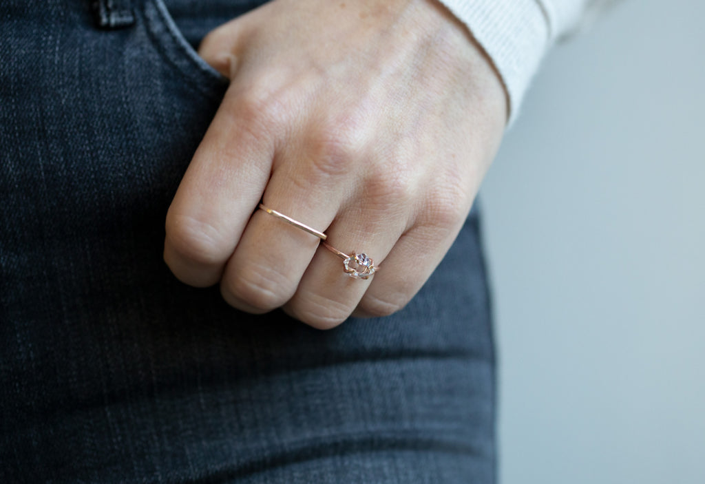 Herkimer Diamond Ring on model-Rose Gold Filled