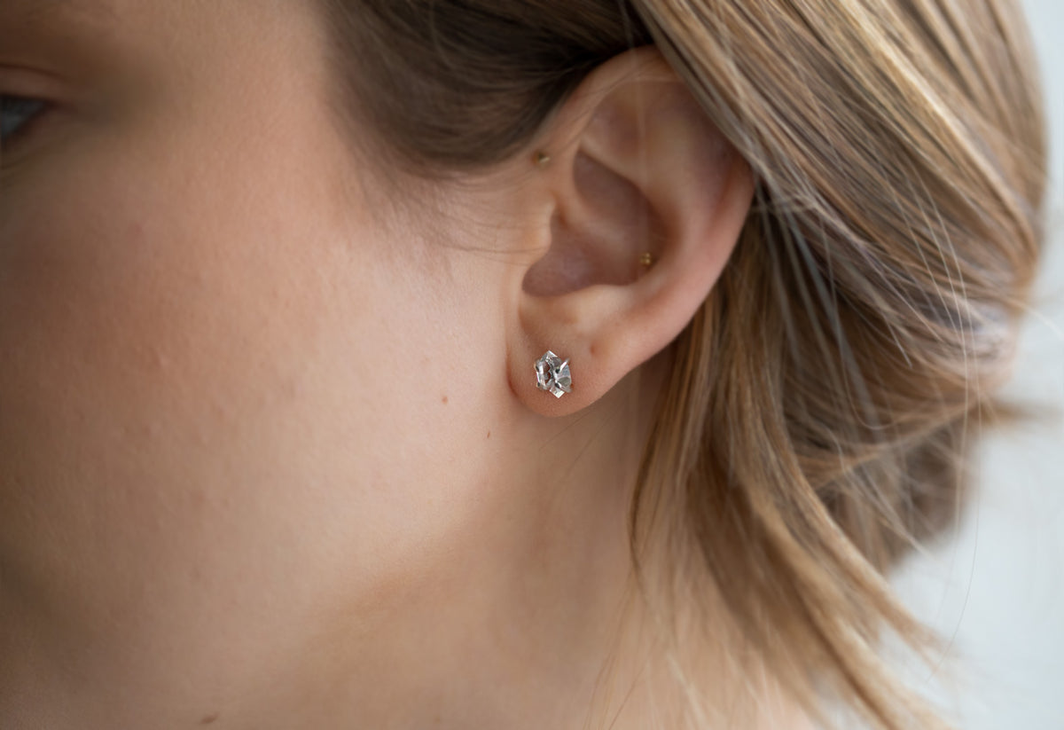 XX Herkimer Diamond Oxidized Silver Earrings