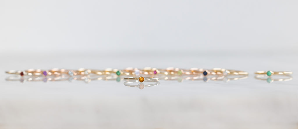 Birthstone Stacker Rings with Citrine Ring in the Foreground