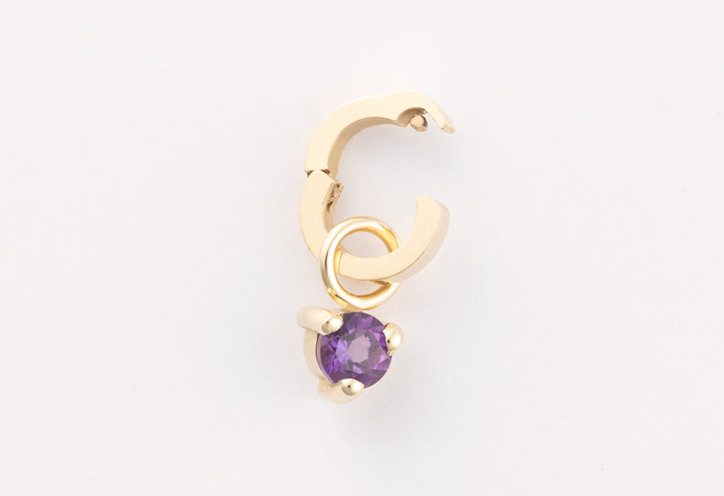 10k Yellow Gold Amethyst Birthstone Charm with Open Interchangeable Charm Link