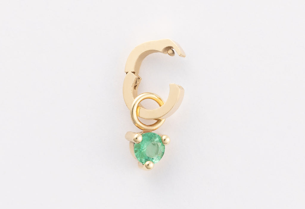 10k Yellow Gold Emerald Birthstone Charm with Open Interchangeable Charm Link