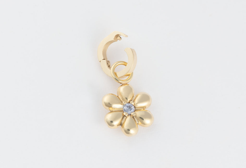 10k Yellow Gold Flower Charm with Open Interchangeable Charm Link