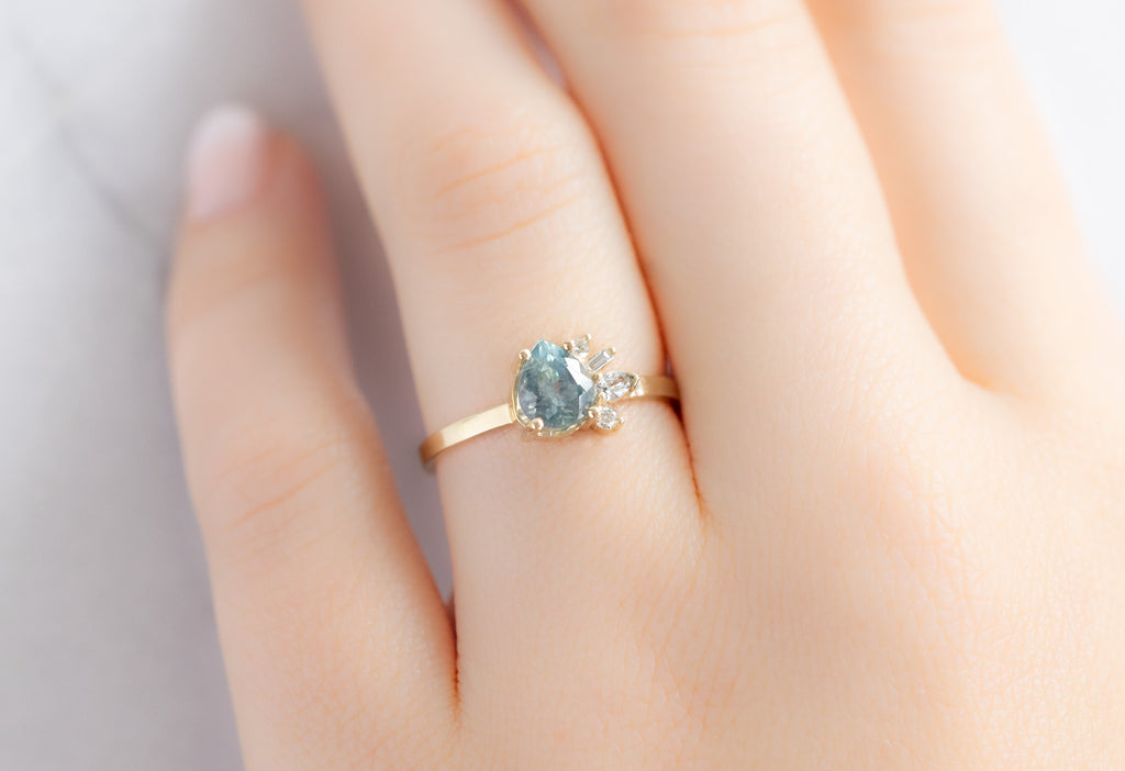 One of a Kind Sapphire & White Diamond Cluster Ring