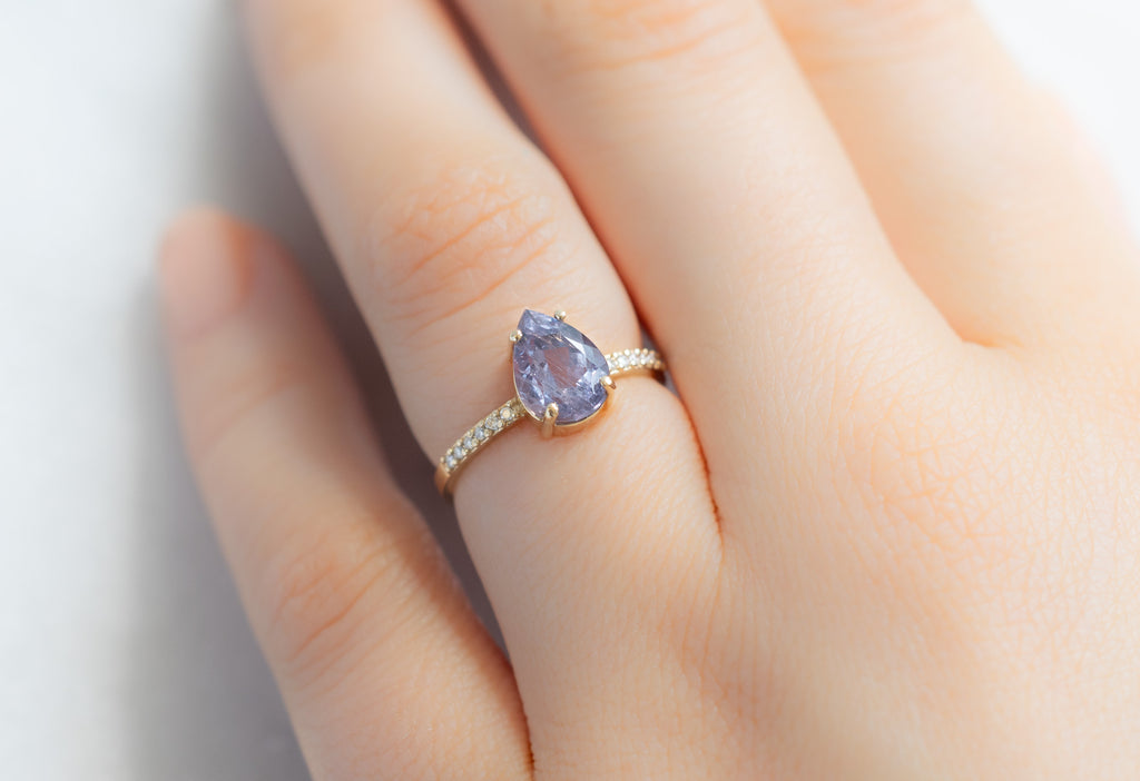 The Willow Ring with a Pear-Cut Violet Sapphire