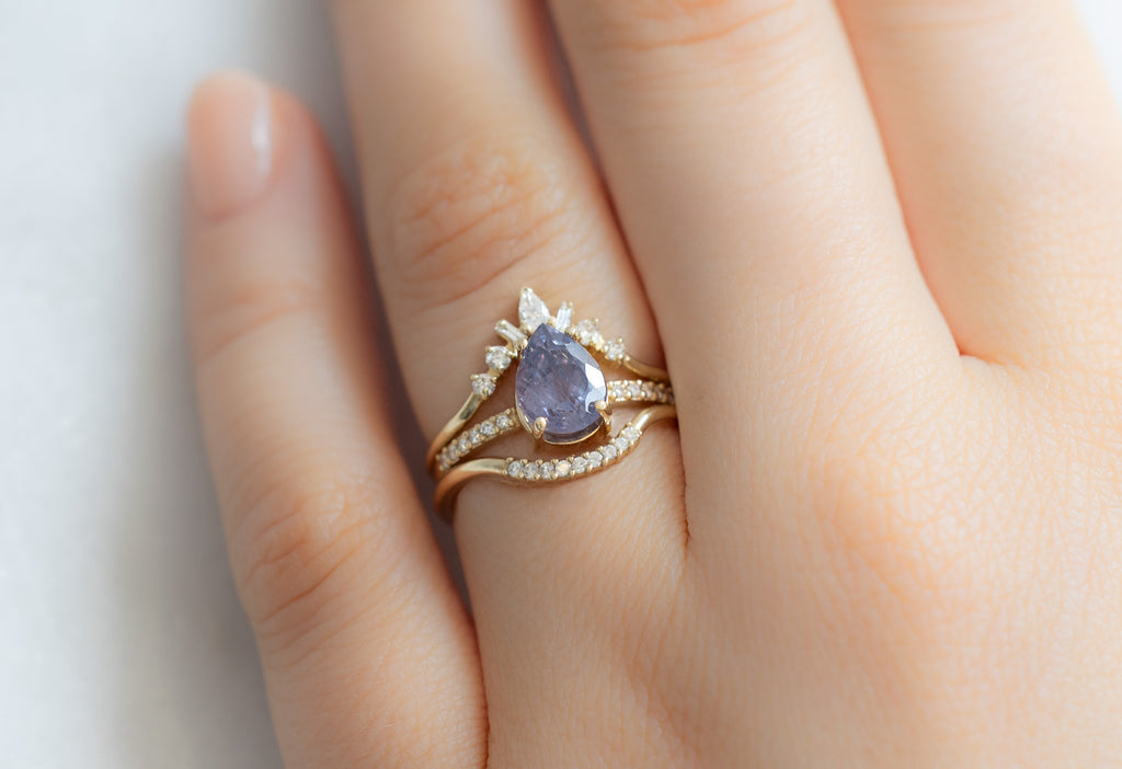 The Willow Ring with a Pear-Cut Violet Sapphire