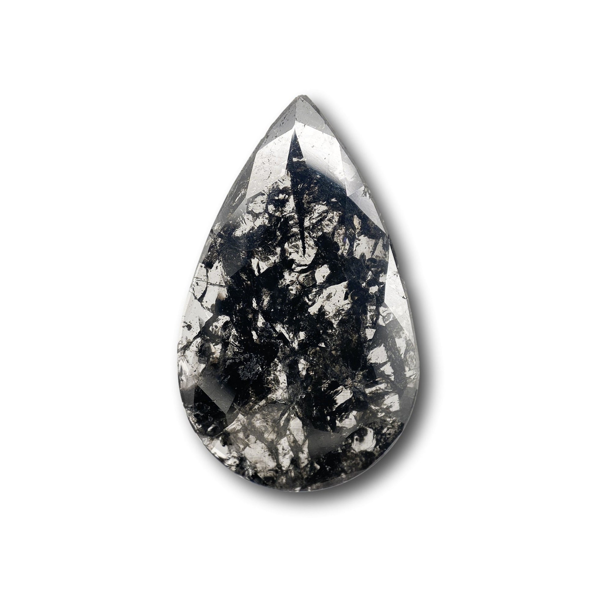 2.96ct | Salt & Pepper Pear Shape Rose Cut Diamond