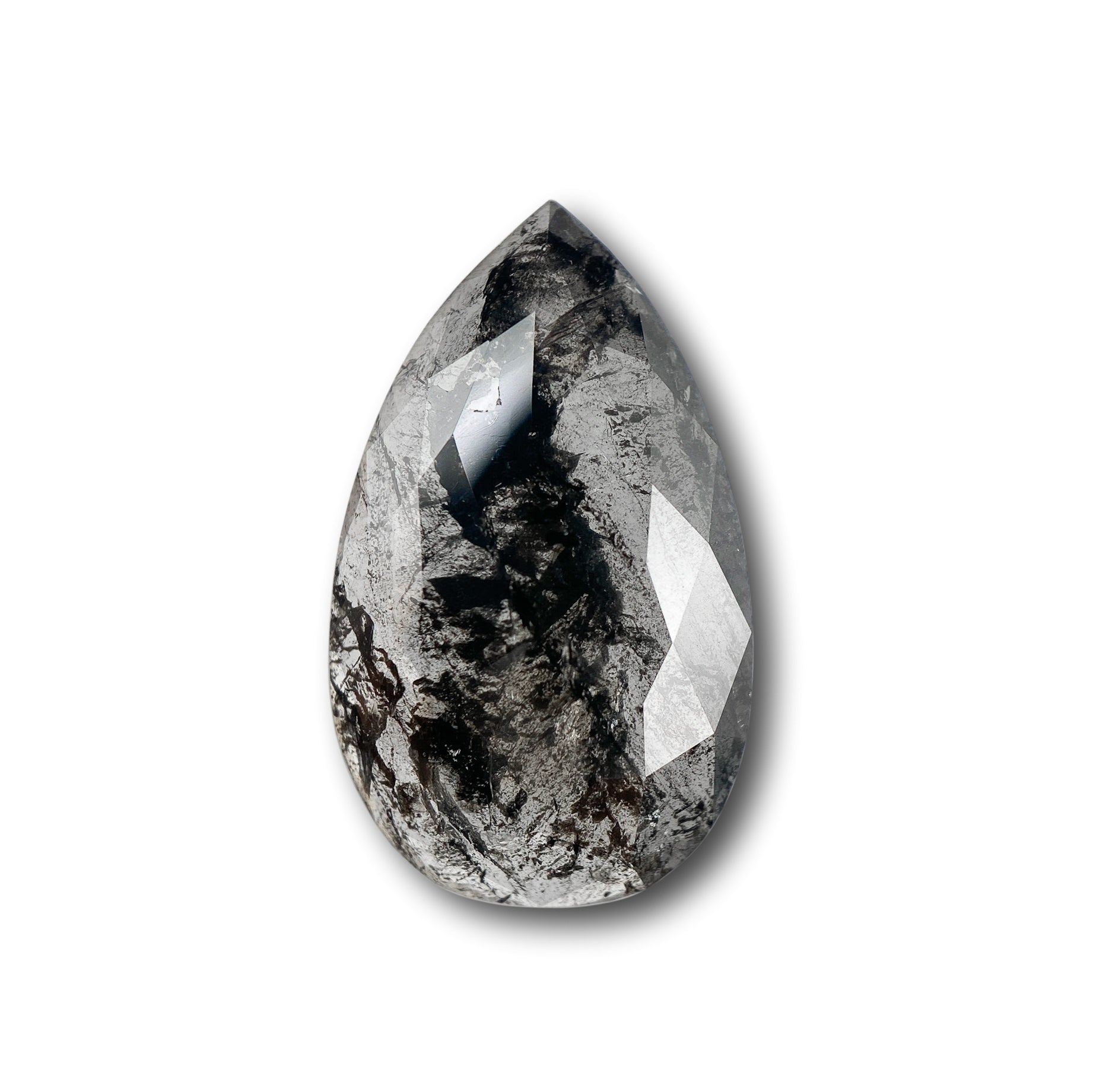 4.41ct | Salt & Pepper Pear Shape Rose Cut Diamond
