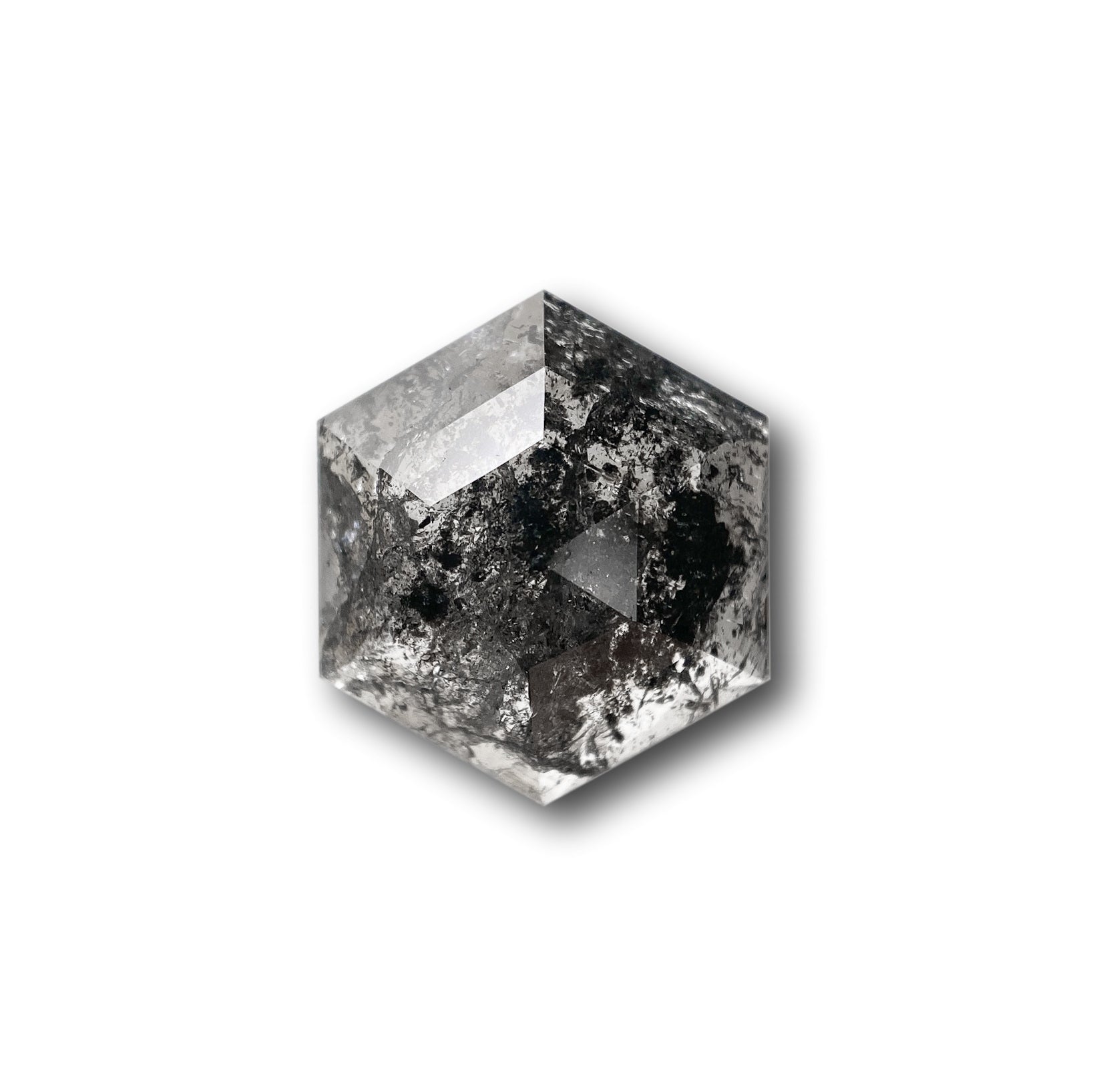 3.11ct | Salt & Pepper Hexagon Shape Rose Cut Diamond