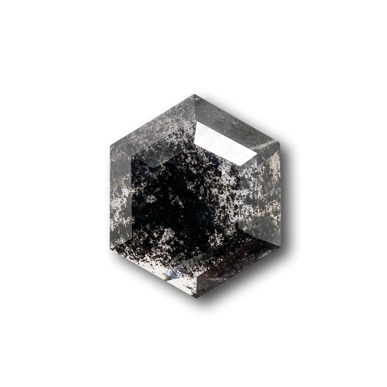 3.11ct | Salt & Pepper Hexagon Shape Rose Cut Diamond