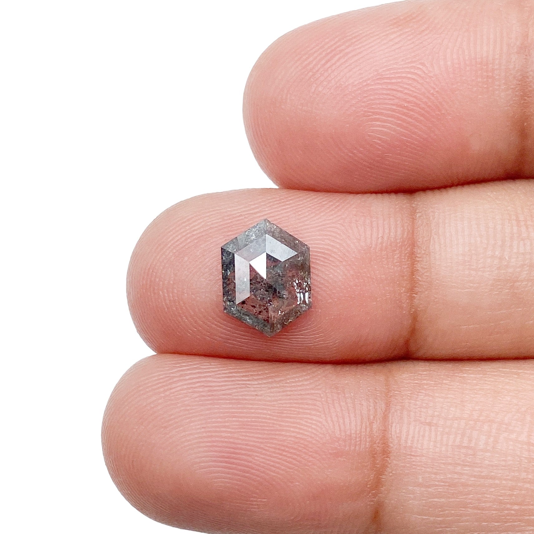 1.05ct | Salt & Pepper Hexagon Shape Rose Cut Diamond