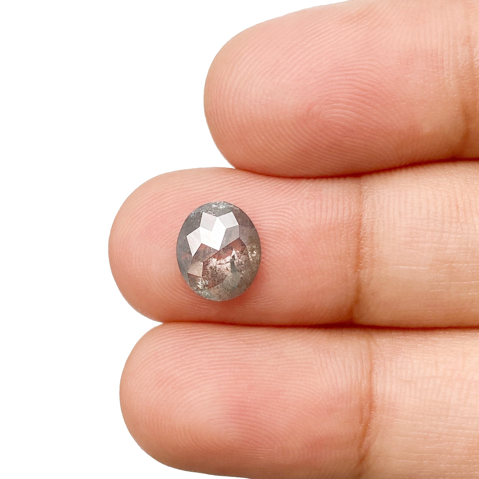 1.50ct | Salt & Pepper Oval Shape Rose Cut Diamond