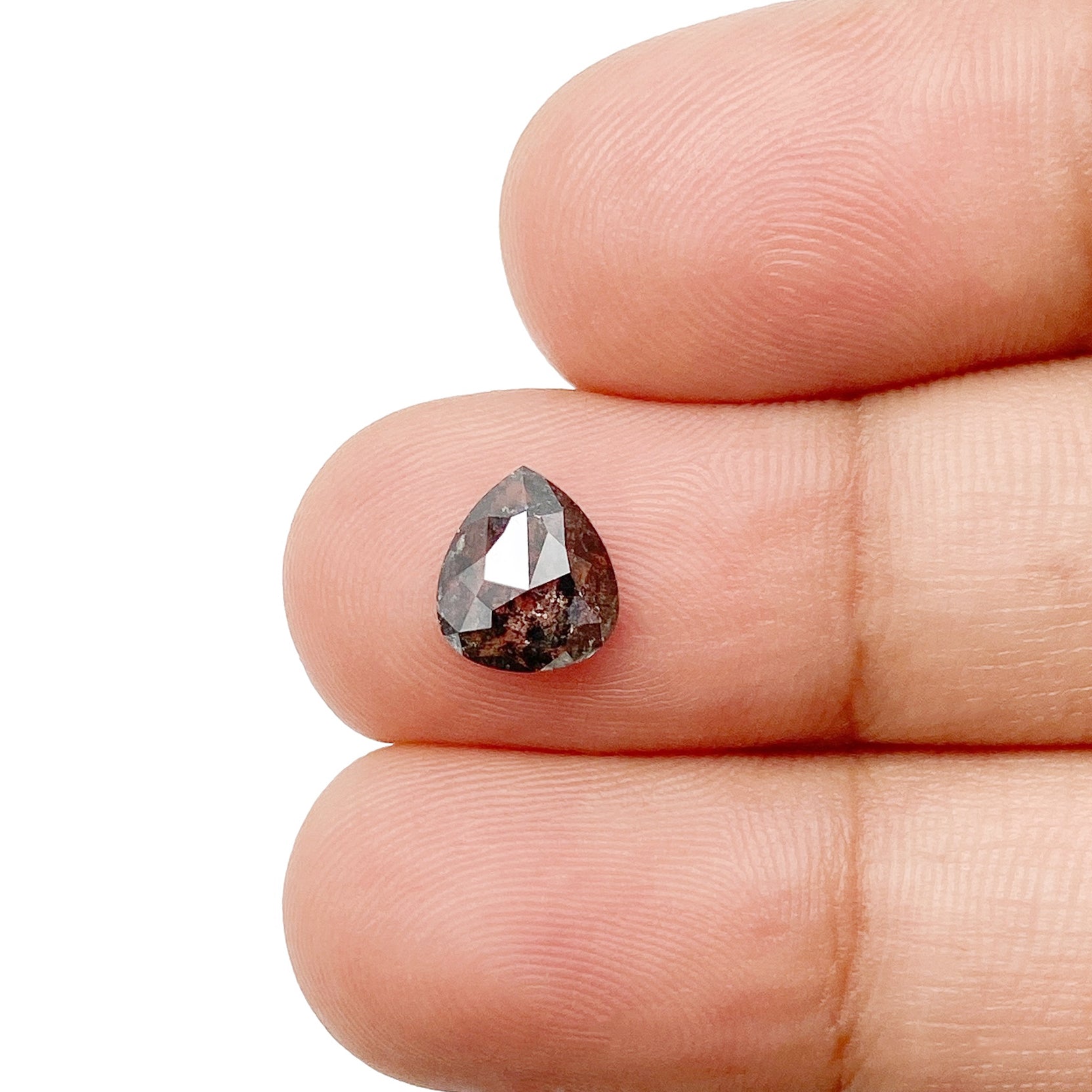 1.05ct | Salt & Pepper Pear Shape Rose Cut Diamond