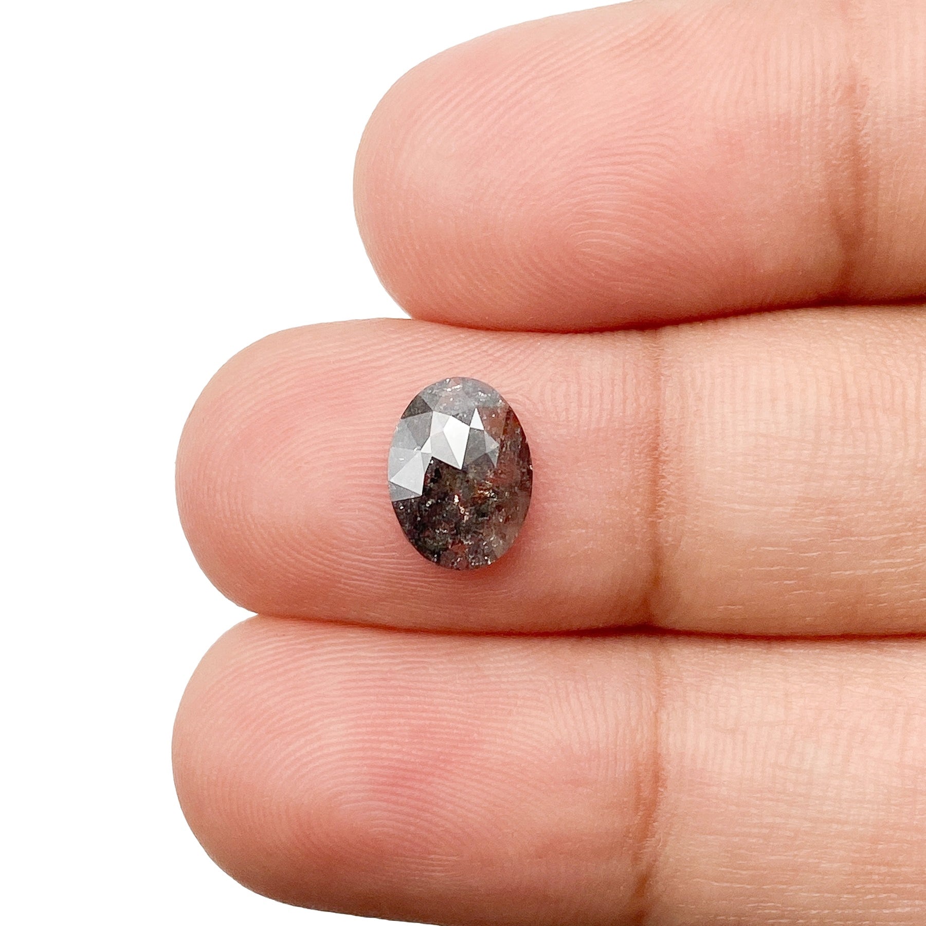 0.96ct | Salt & Pepper Oval Shape Rose Cut Diamond